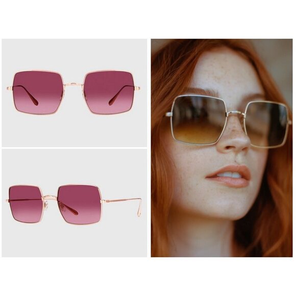 💕GARRETT LEIGHT💕 Crescent Sunglasses ~ Rose Gold Frame Pink Mirror Lenses NWT - Picture 1 of 12